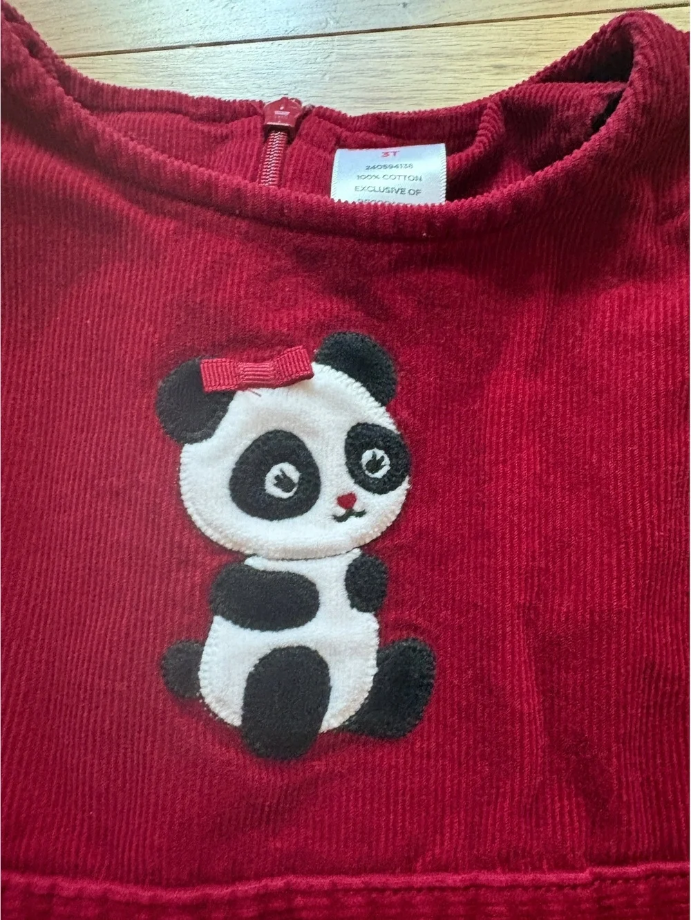 Gymboree Girls 3T Red Corduroy Dress with Panda Applique